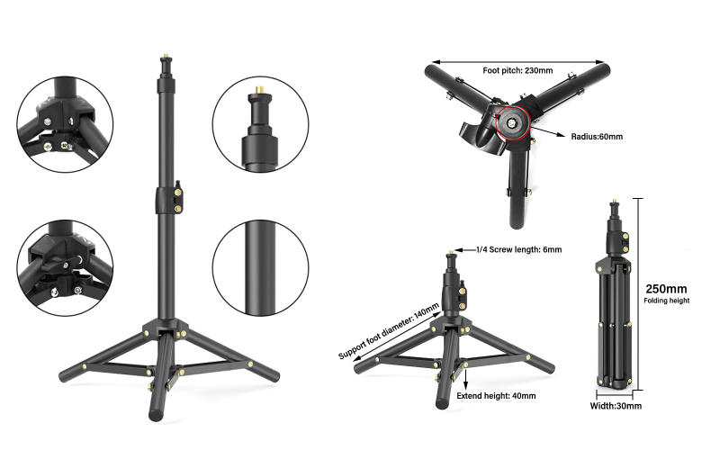 Description Picture 3 of itemLUXCEO 1pc Mini Tripod Portable Photography Phone Stand Holder Adjustable for Video Camera Travel Selfie Stick tripode L03/L06