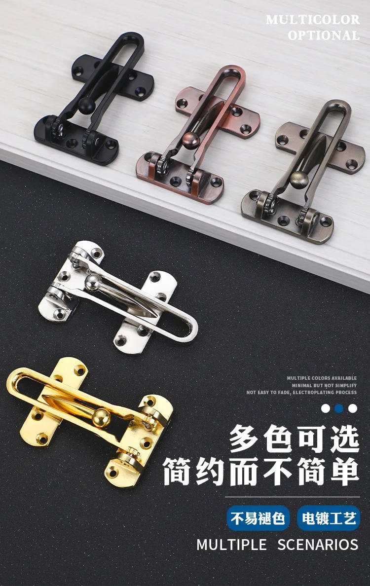 Description Picture 4 of item1pc Clasp Locks Room Door Security Guard Chain Lock With Swing Arm Bar Latch Bolt Buckle With Swing Arm Bar Latch Bolt Buckle