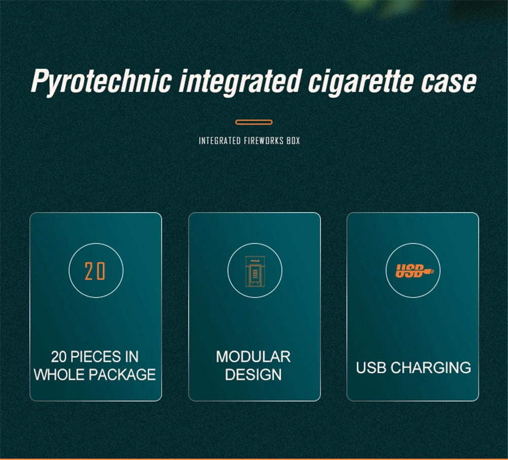 Description Picture 3 of itemNew Creative Portable USB Rechargeable Lighter Cigarette Case Windproof Cigarette Lighter 20 Cigarette Cases Smoking Accessories
