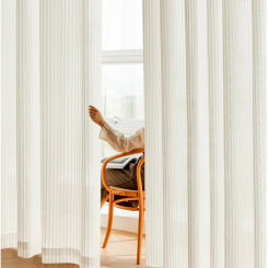 Simple Bedroom Curtains Large Area Bay Window Drapes Home Living Room Sunscreen Curtain Translucent Solid Color Window Screens
