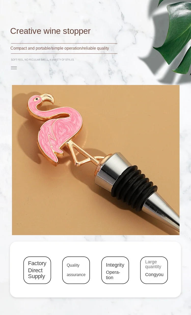 Description Picture 2 of itemBar Accessories Home Bars Flamingo Letter Shape Bottle Stoppers Wine Plug Home Bar Bottle Decor Crafts Resin Wine Stopper Keeper