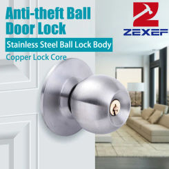 ZEXEF Stainless Steel Round Door Knobs Rotation Lock Knobset Handle Metal Door Knob With Key For Bedrooms Living Rooms Bathrooms