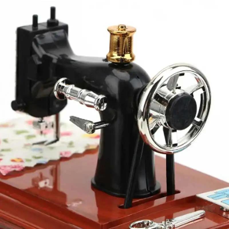 Description Picture 5 of itemVintage Sewing Machine Music Box Home Desktop Decoration Bedroom Living Room Small Ornament Sewing Machine Model
