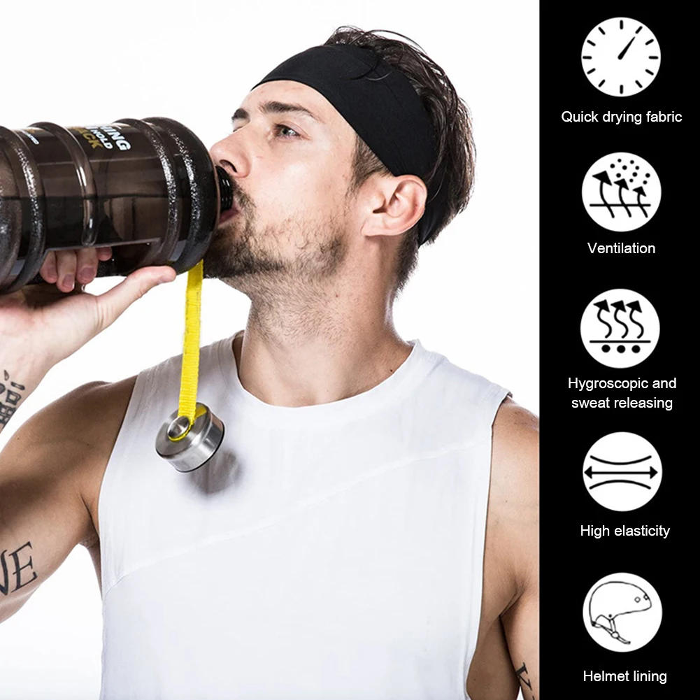 Description Picture 6 of itemMen Headband Absorbent Cycling Yoga Sweat Sport Headband Men Sweatband For Men and Women Yoga Hair Bands Head Sweat Bands Sports
