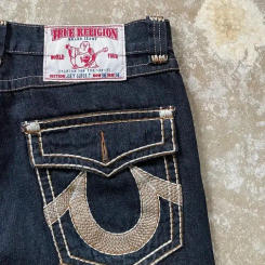 Vintage True Religion Jayde Y2k Baggy Jeans Embroidery Hip Hop Streetwear Denim Short Pants Harajuku Basketball Shorts Men