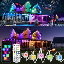 20M Permanent Outdoor Lights Smart RGBIC LED Eaves Lights with App/Remote Control Full House Flashing Lighting Christmas Decor