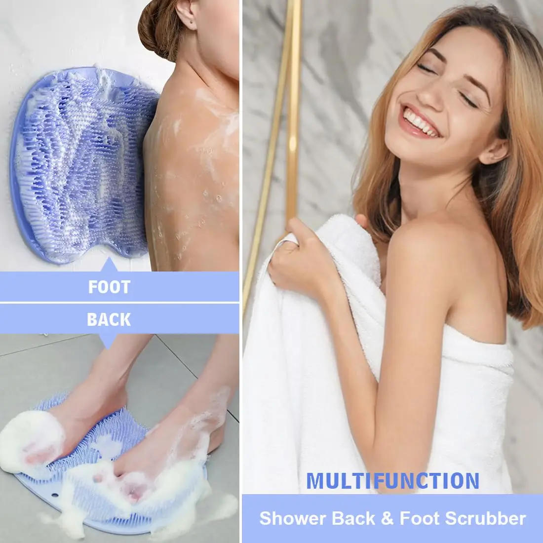 Description Picture 5 of itemSilicone Exfoliating Shower Massage Scraper Non-Slip Bath Scrub Pad Foot Wash Brush Bathroom Tool Mat Rub Back Sucker Brushes