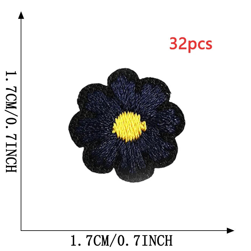 Description Picture 3 of item32pcs Daisy Iron On Patches Lot For Clothes Small Flower Stripe Fabric Sew Designer Bulk Mix Pack Embroidery Cute Thermoadhesive