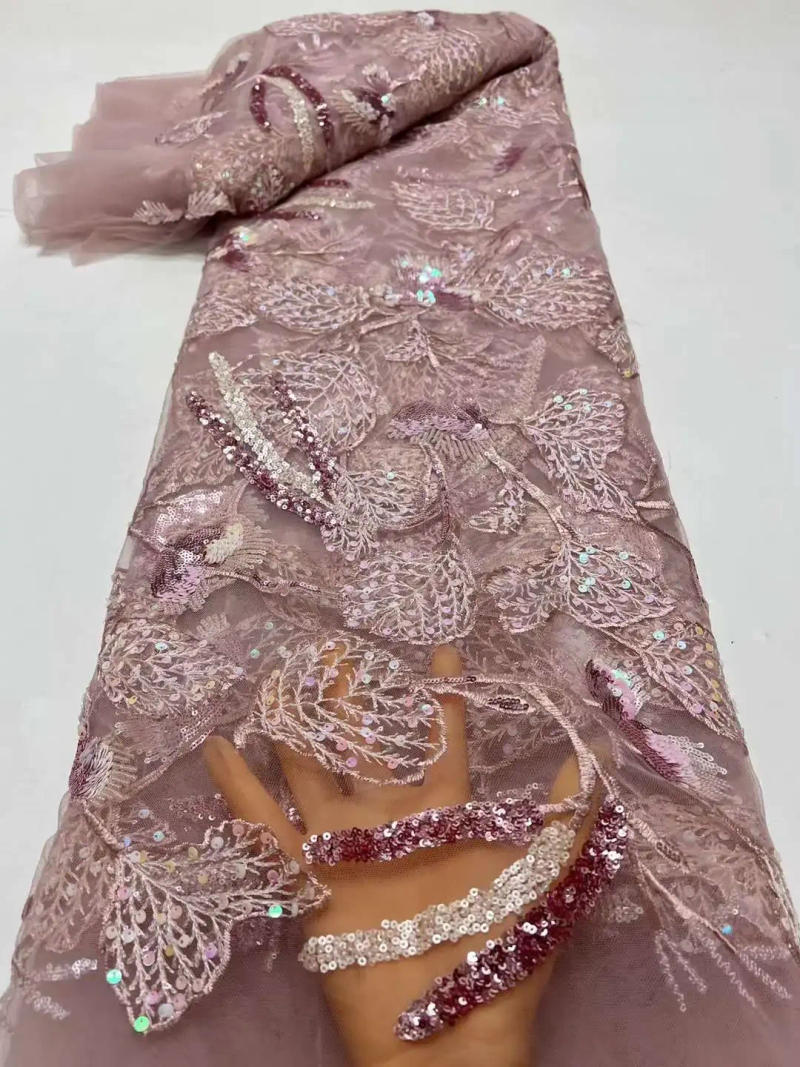 Description Picture 3 of itemLace Fabric Luxury Quality Wedding Party Dress Women 2023 Nigeria Embroidery Tulle Mesh Sewing High Red French Sequin Net