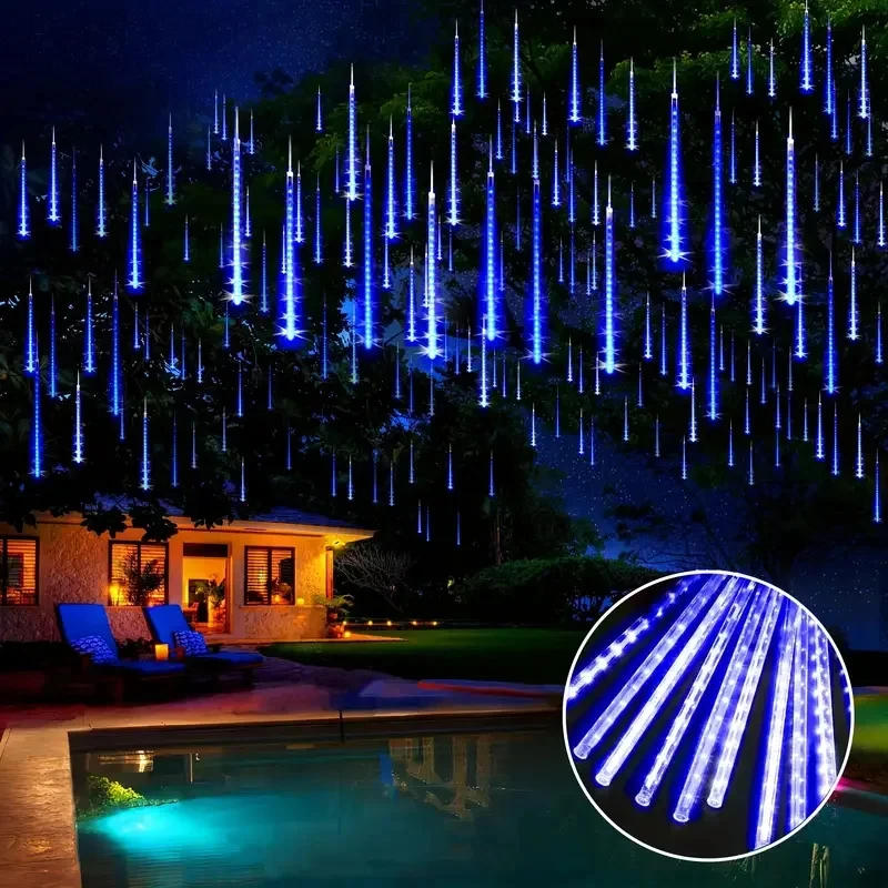Description Picture 4 of itemOutdoor Christmas Decor 1/2/3/4 Set LED Meteor Shower String Lights Holiday Lighting Garden Party Decorations Rain Drop Falling