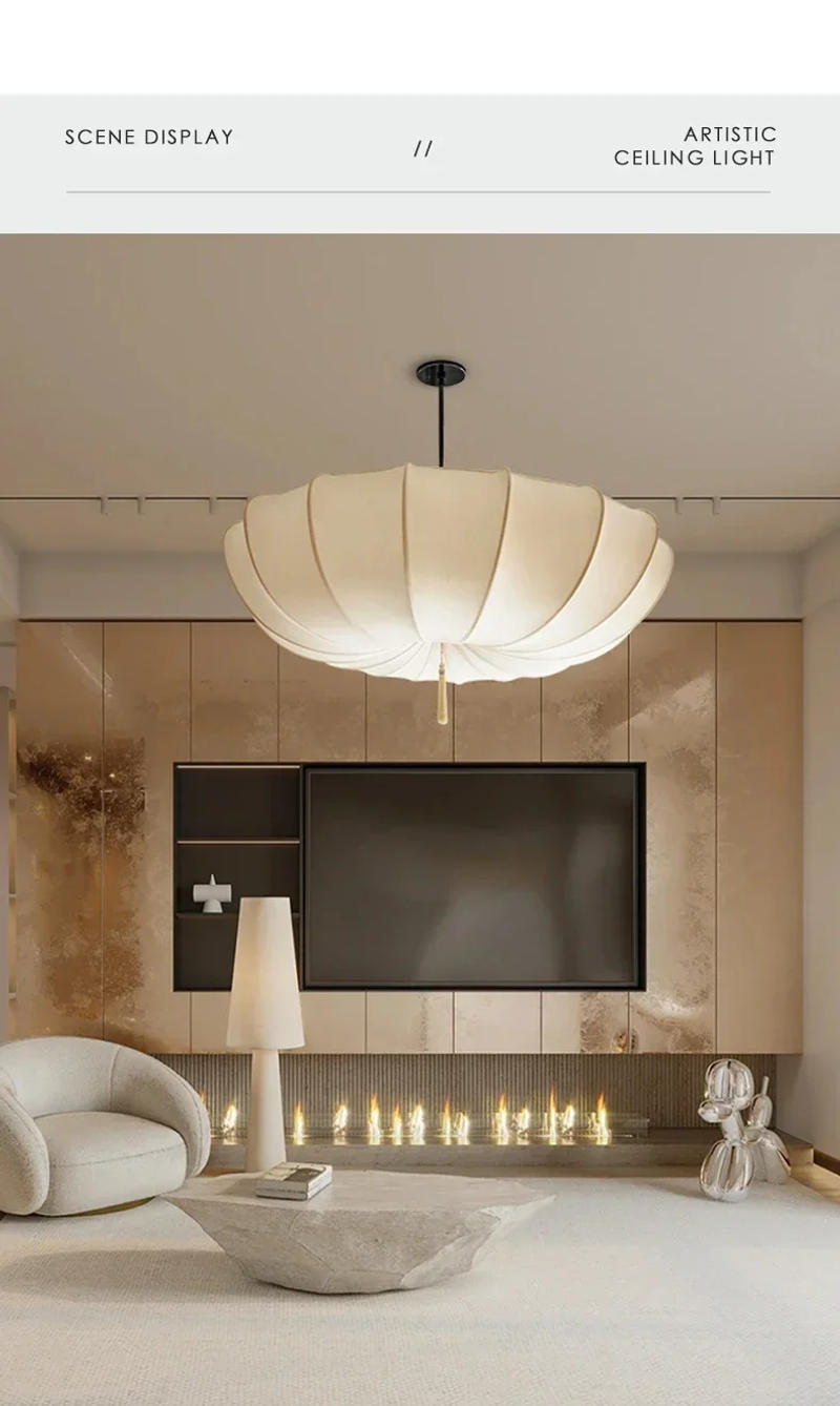 Description Picture 4 of itemUmbrella Shape Pendant Light Wabi Sabi Fabric Pendant Light Living Room Shop Bedroom Hanging Lamp for Room Decor Mood Light