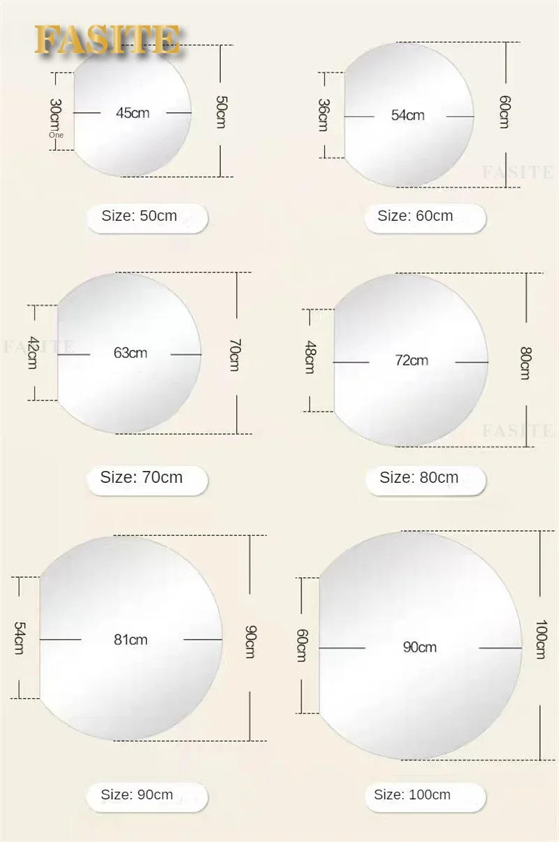 Description Picture 6 of itemNordic Special-shaped Bath Mirrors Semicircular Makeup Mirror Wall Hanging with Light Bathroom Led Touch Screen Bathroom Mirror