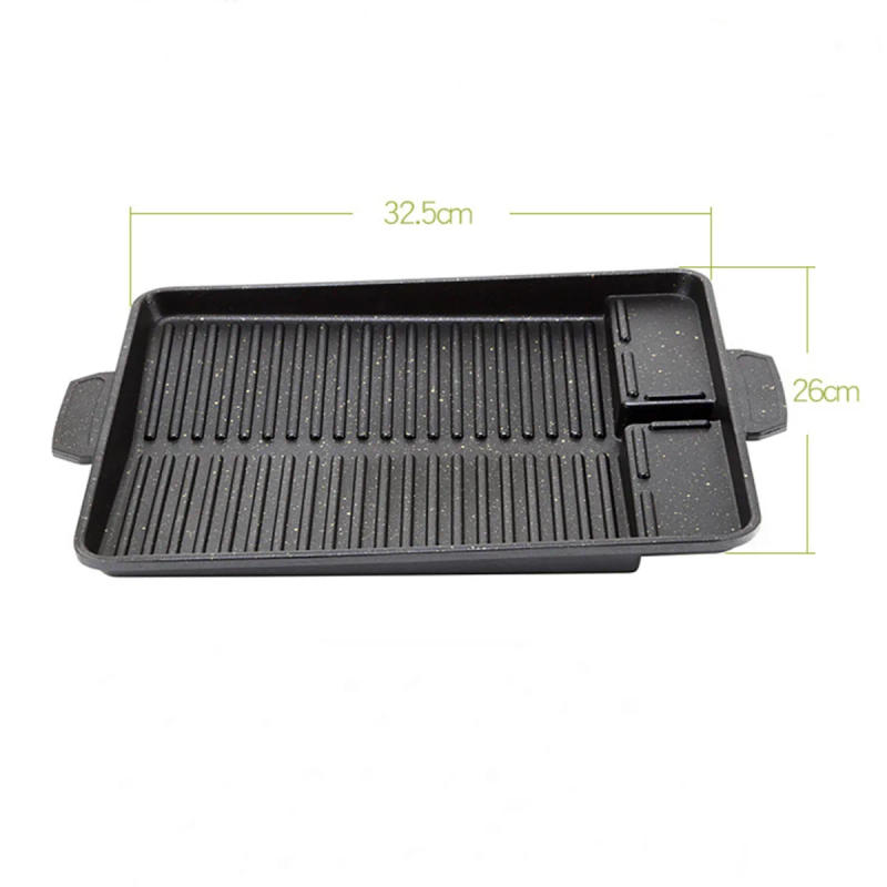 Description Picture 6 of itemBBQ Grill Pan Plate 32 X 26cm Portable Non-Stick Coating Butane Gas Stove Cooker Plate Rectangle Korean Barbecue Plate