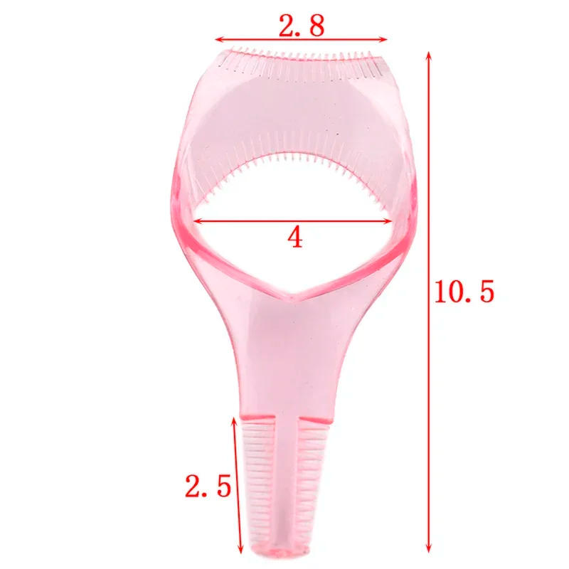 Description Picture 3 of item3 In 1 Makeup Mascara Shield Guard Eye Lash Mascara Applicator Comb Eyelash Curling Makeup Brush Curler Eye Makeup Stencils Pink