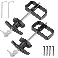 2Pcs Shed Door Latch T Handle Lock Kit with 4 Keys and 4 Screws 5-1/2inch Stem Shed Door Handle Lock Zinc Alloy Shed Door