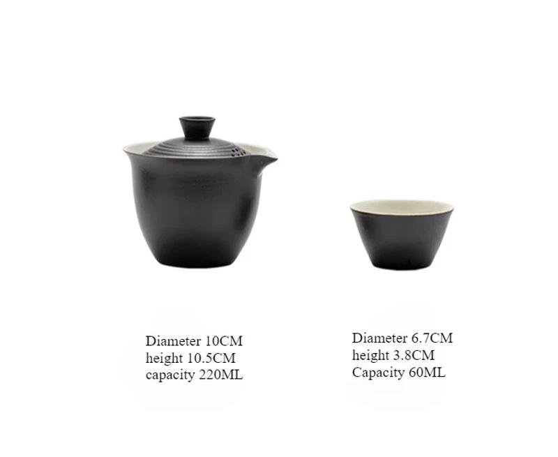 Description Picture 3 of item1 Set Portable Teacup Set Travel Kit Ceramic Kung Fu Teaware Ceramic Outdoor Camping Adults Chinese One Tea Pot Three Cups Gift