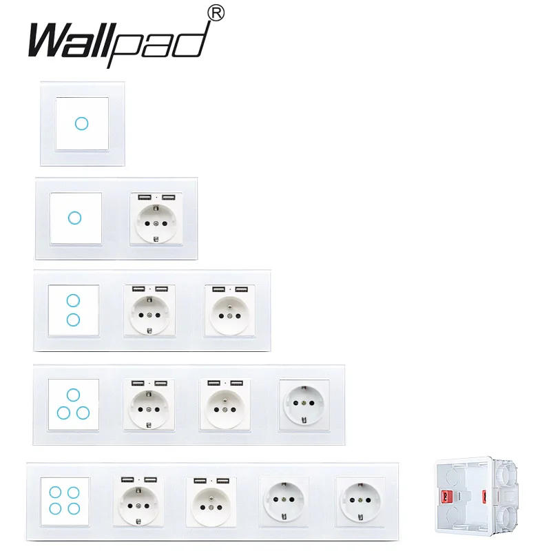 Description Picture 4 of itemDIY Glass Frame Wall Light Button Switch Power Socket Electrical Outlet White Glass PC Function Key DIY Free S6 Series Wallpad