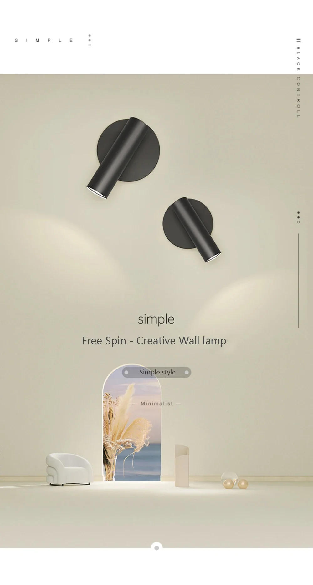 Description Picture 2 of itemModern LED Wall Lamp Bedside Light For Corridor Bedroom Hotel Night Book Lamp Adjustable Rotaion Wall Light 5W Led Back Lamps