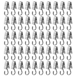 50PCS Stainless Steel Clips Hooks Clip Rings Metal Curtain Clips For Photos, DIY Crafts