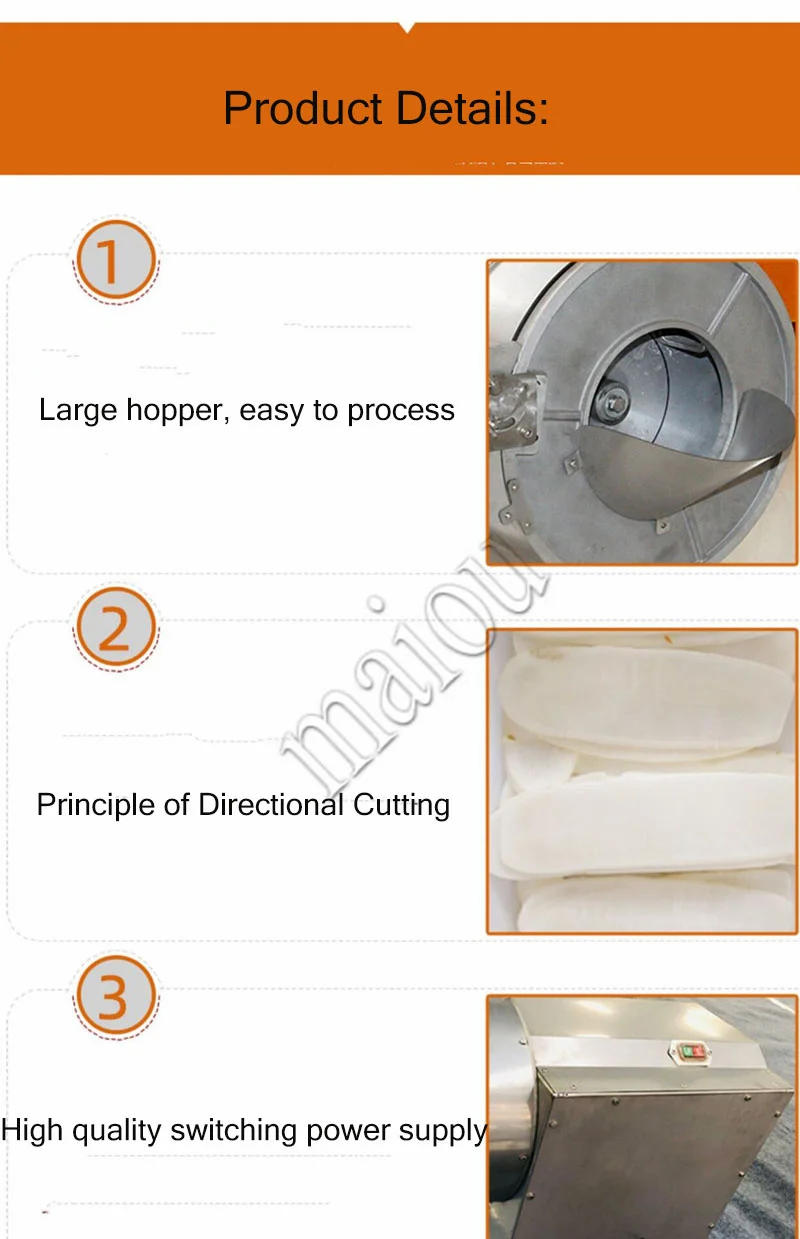 Description Picture 5 of itemElectric Vegetable Cutter Wire Cutter Commercial Automatic Slicer Potato and Radish Shredder