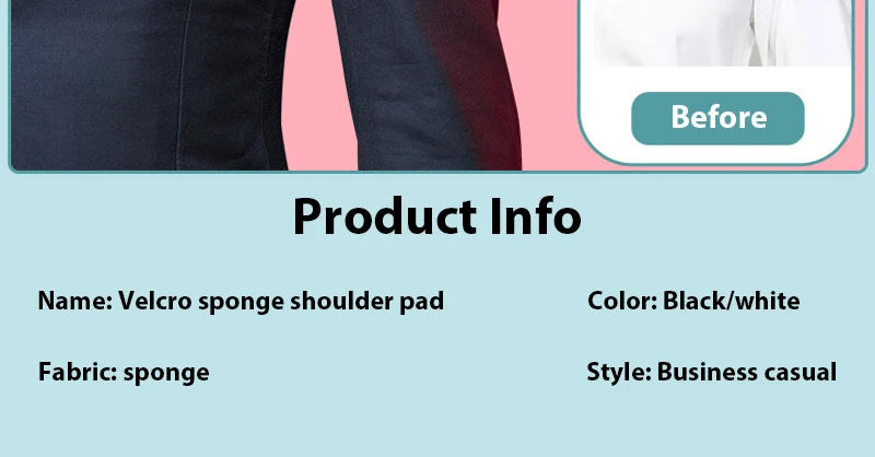 Description Picture 4 of itemSponge Shoulder Pads Unisex Men Formal Wear Supplies Women Clothing Dress Accessories Removable Enhancer Shoulder Pads