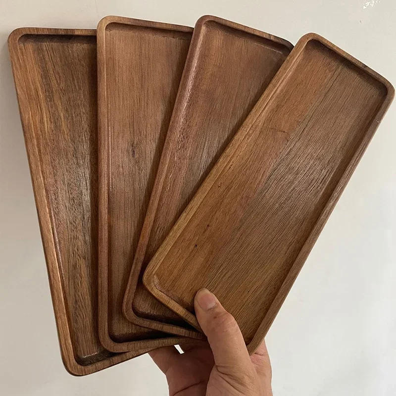 Description Picture 4 of item2 Size Rectangular Wooden Tray Coffee Food Cup s for Decoration Wood Plate Dishes Dessert Candy Bamboo Tea  Gongfu