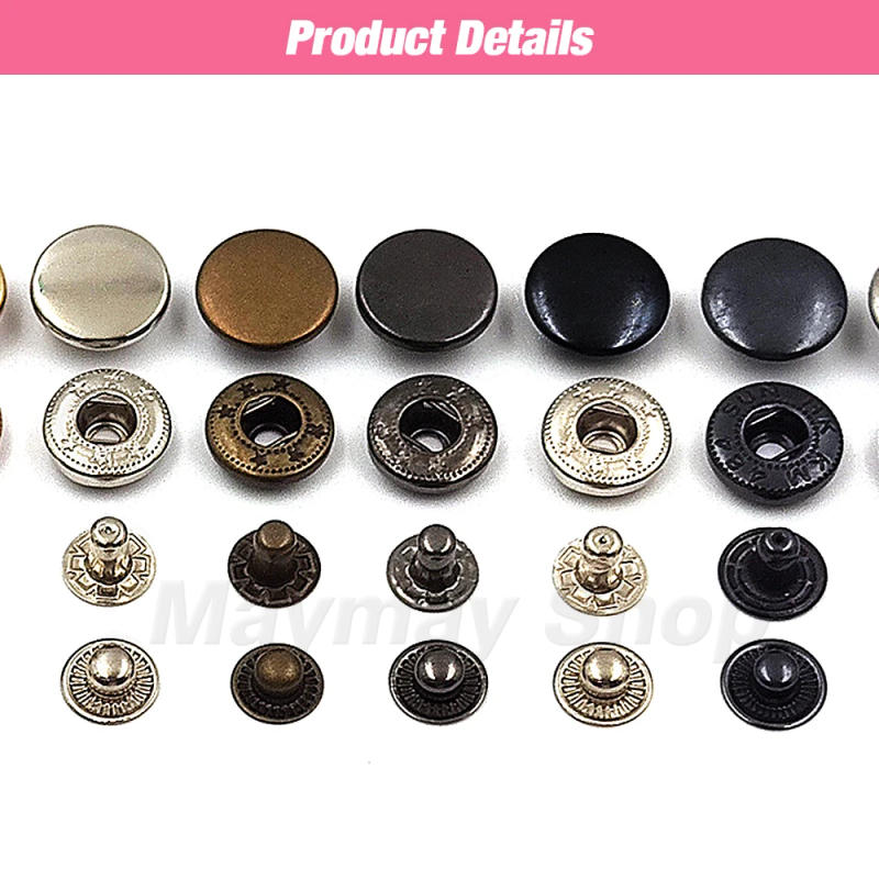 Description Picture 5 of item50 Sets 655/633/831 Snap Fasteners Metal Snaps Button Press Studs Sewing Button For DIY Clothes Garment Bags Shoes Leathercraft