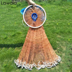 Lawaia Fishing Net Fish Mesh Hand Throwing Net Outdoor Fishing Tackle Tool Galvanized Steel Casting Network Model 180cm-720cm