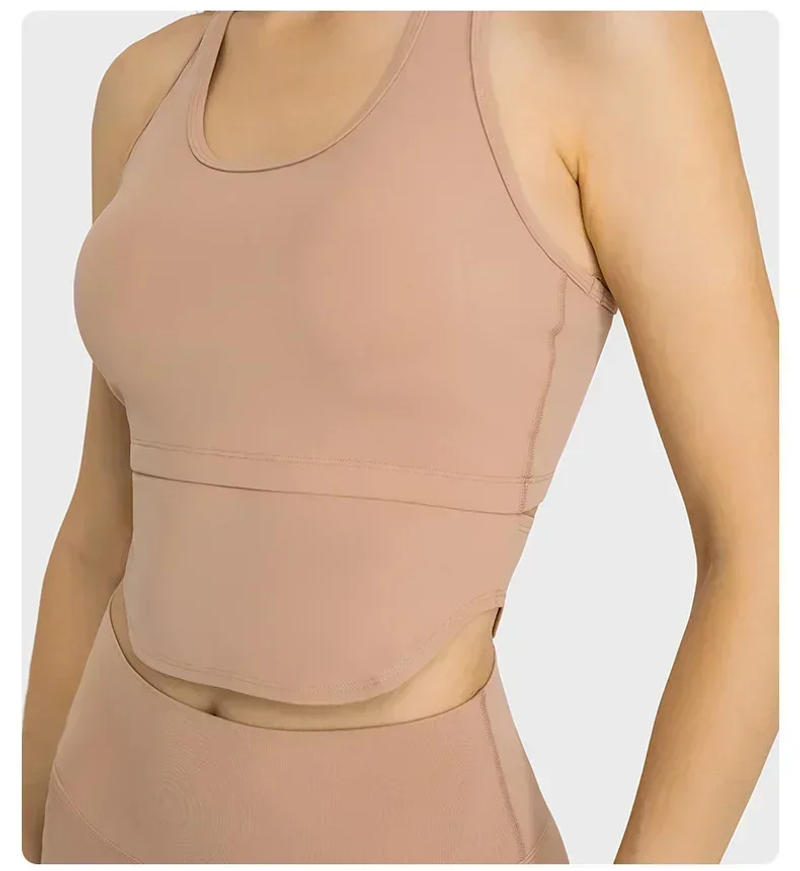 Description Picture 6 of itemLemon Seamless Yoga Tank Tops Ribbed Knitted I-shaped Fitness Vest Gym Sportswear for Women Tights Running Push Up Workout Top