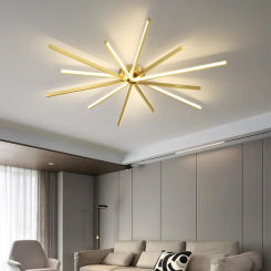 Modern Minimalist LED Living Room Ceiling Lamp Creative Restaurant Study Bedroom Luxury All Copper Chandelier Art Decor Lighting