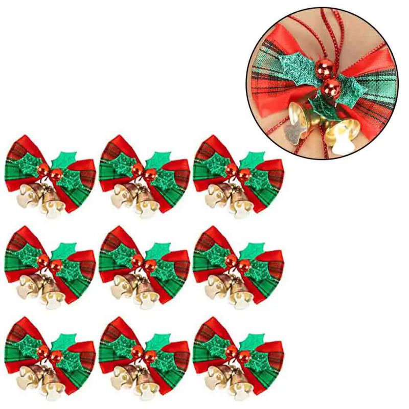 Description Picture 5 of item10PCS Christmas Tree Bow Christmas Ornaments Bell 4 Type Mix Home Garden Bows Christmas/Wedding Party Decoration
