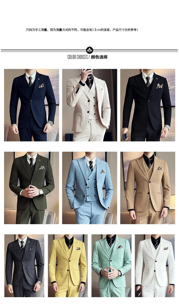 Description Picture 4 of item3 Pieces Suits (Blazer+vest+Trousers) High-quality Wedding Suits Men Business Formal Casual Suits Office Work Party Prom Suit