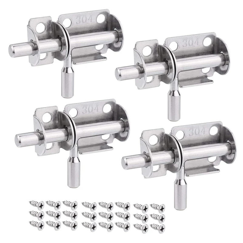 Description Picture 2 of item4Pcs Door Locks Garden Gate Internal Door Latches Stainless Steel Shed Lock Sliding Bolt Locks Latches For Bathroom
