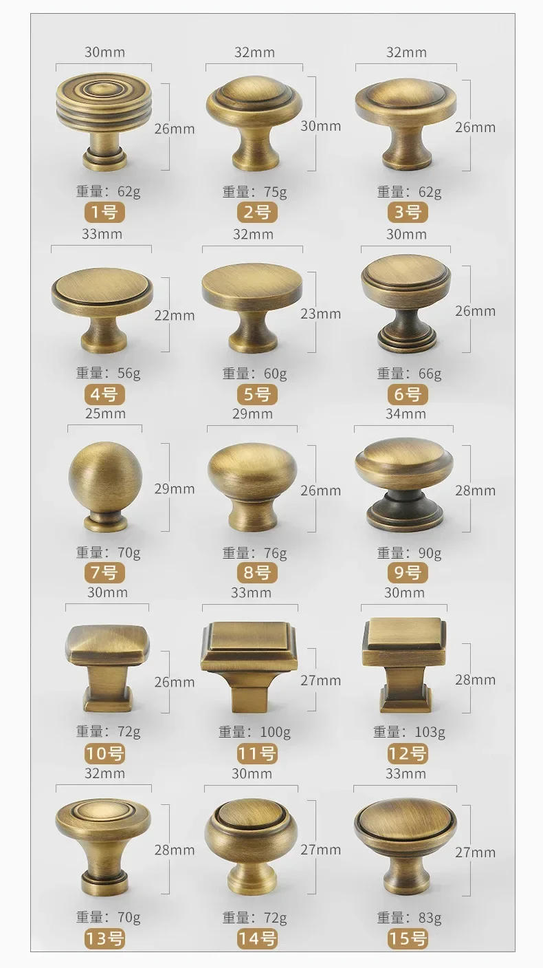 Description Picture 6 of itemNordic Vintage Brass Furniture Handles Bronze Cabinet Knobs and Handles Kitchen Hardware Cabinet Pulls Home Accessories