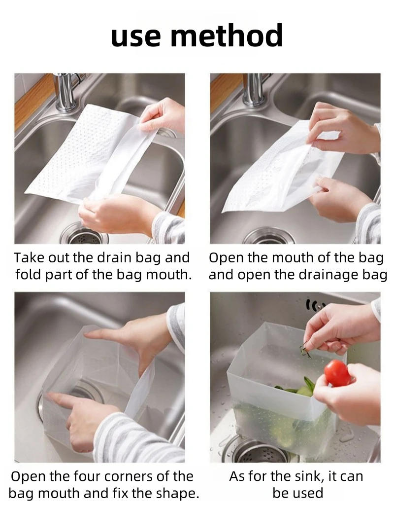 Description Picture 5 of itemSelf-supporting garbage bag Drain bag Disposable kitchen sink filter Kitchen waste garbage bag
