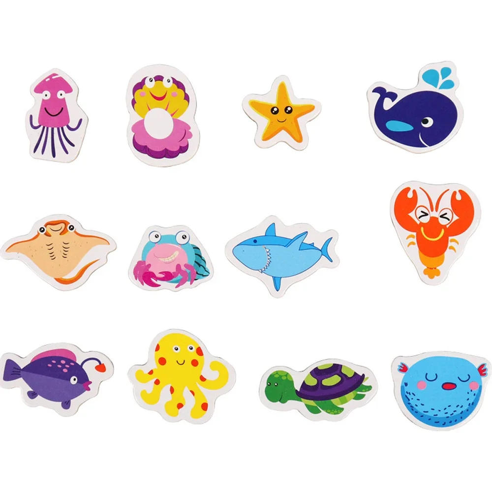 Description Picture 4 of item12pcs Fridge Magnets Animal Fish and Crab Wooden Fridge Magnet 3D Cartoon Sticker Toy for Kids Diy Office Whiteboard Gadget