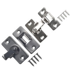 90-Degree Stainless Steel Door Hasp Right Angle Sliding Door Lock Home Safety Screw Locker Furniture Hardware Accessories