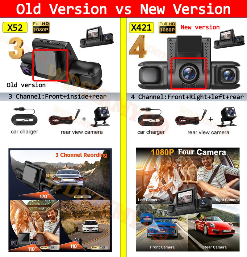 Description Picture 2 of item4camera Car DVR Video Recorder 360° Dash Cam Car DVR 24H Parking Monitor Front left right With Rear View camera Car Assecories