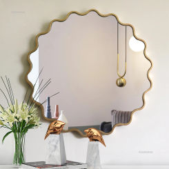 European Simple Bathroom Mirrors Small Apartment Bath Mirrors Creative Light Luxury Background Wall Hanging Decorative Mirror