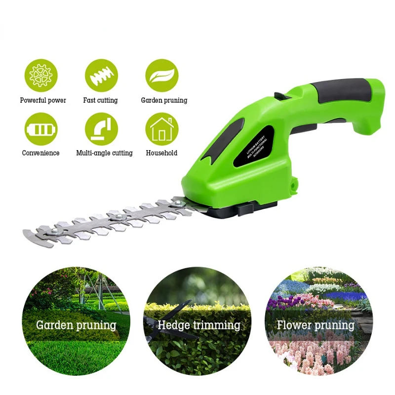 Description Picture 4 of item7.2V Rechargeable 2 IN 1 Cordless Electric Hedge Trimmer Built in Lithium Ion Battery,Topiary Shears,Hand Held Trimmer for Grass