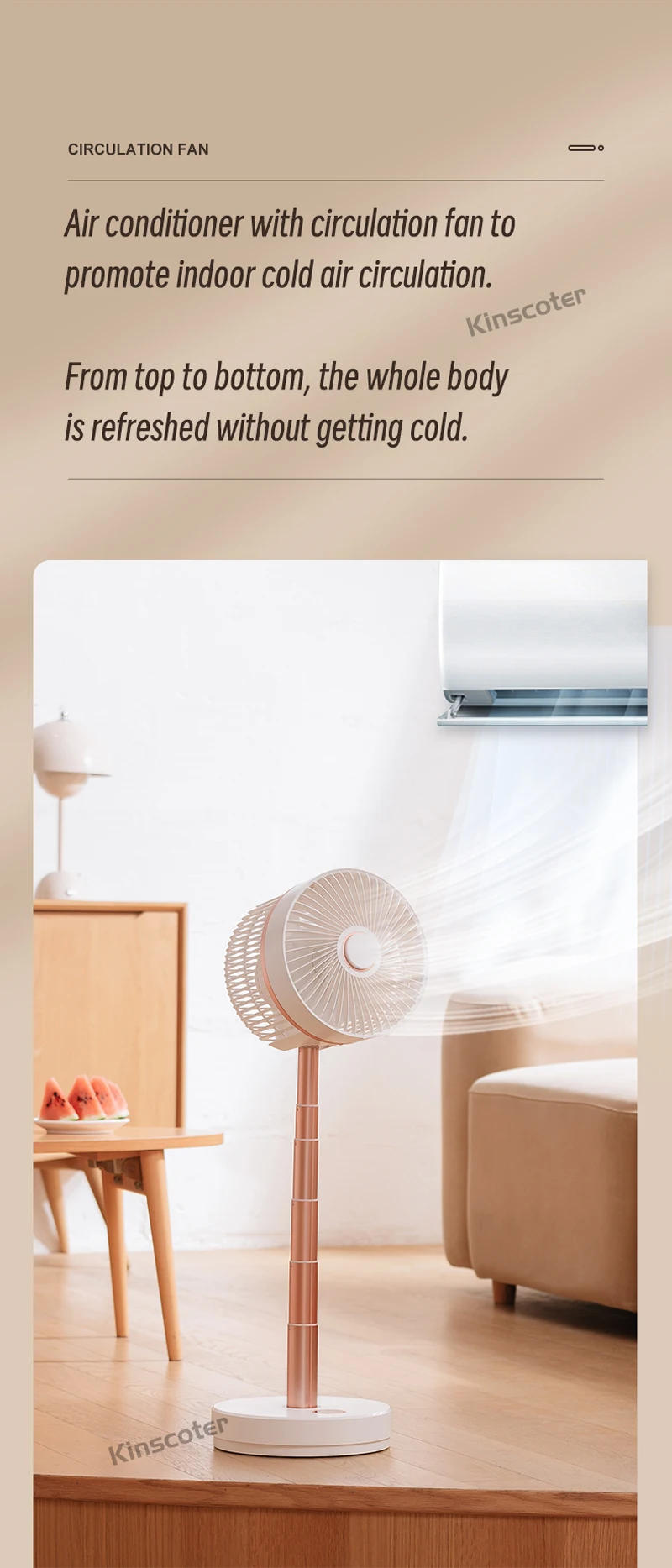 Description Picture 5 of itemHome Floor Fan Auto Oscillation Electric Wireless Circulator Portable Cordless 10000mah Foldable Ventilator With Remote Control