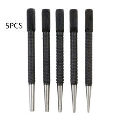 5pcs Nail Punch Set Hammerless Hammer Punch Spring Tool Hammerless Nail Center Holes Punch Woodwork Drill Bit Door Pin Removal