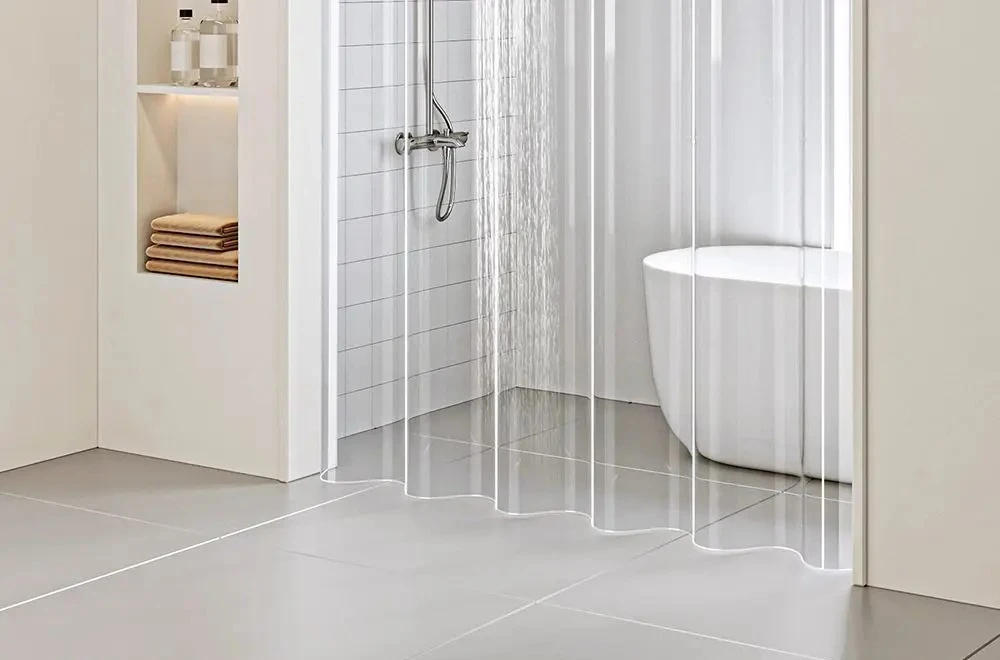 Description Picture 3 of itemShower Curtains Transparent PEVA Fabric Bathroom Curtain Waterproof Modern Style with Hooks Shower Curtain for Toilet 200cm