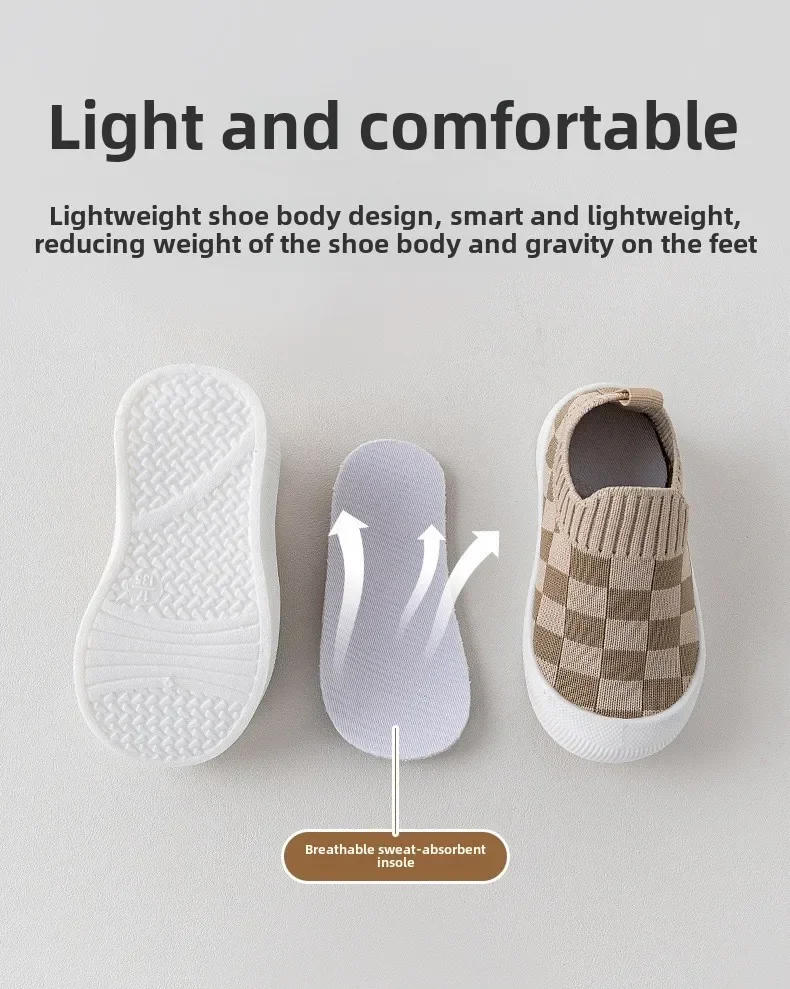 Description Picture 6 of itemBaby First Walkers Spring Slip-on Toddler Shoes Baby First Walkers Boys Girls Autumn Non-Slip Classic Plaid Sneakers Sport Shoes