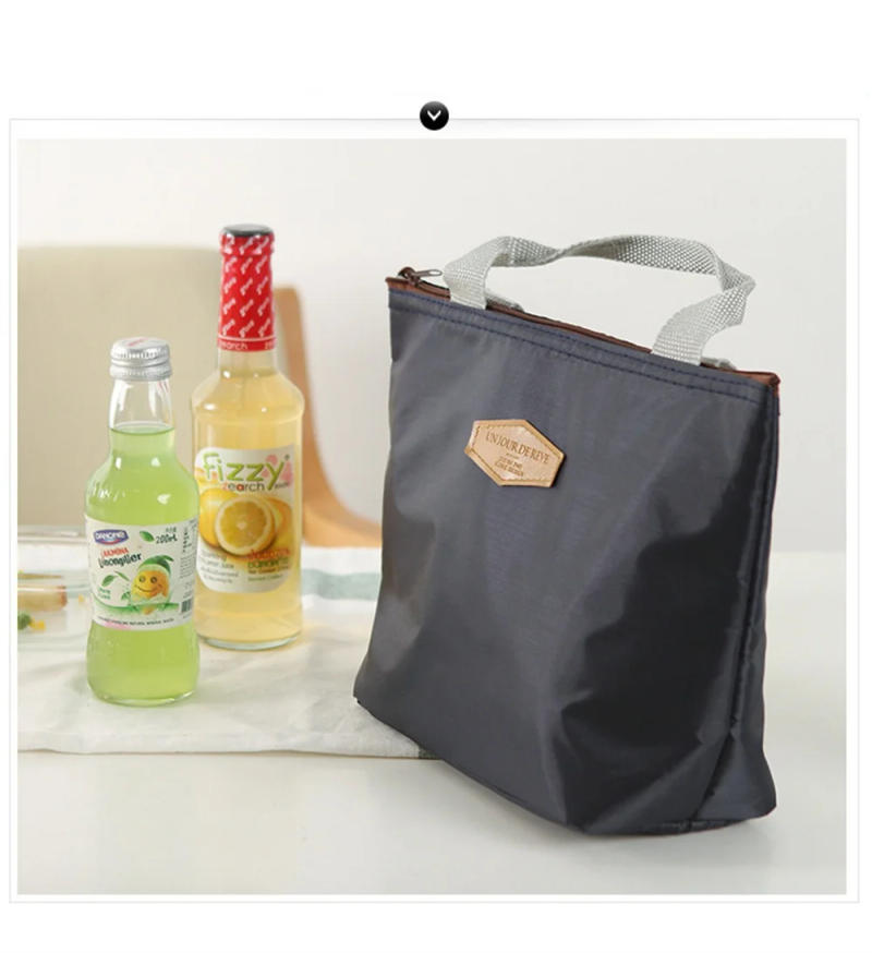 Description Picture 6 of itemLunch Box Camping Picnic Bag Lunch Bag Solid Color Portable Insulated Refrigerated Bag Cold Food Cooler Thermal Bag Handbag Hot