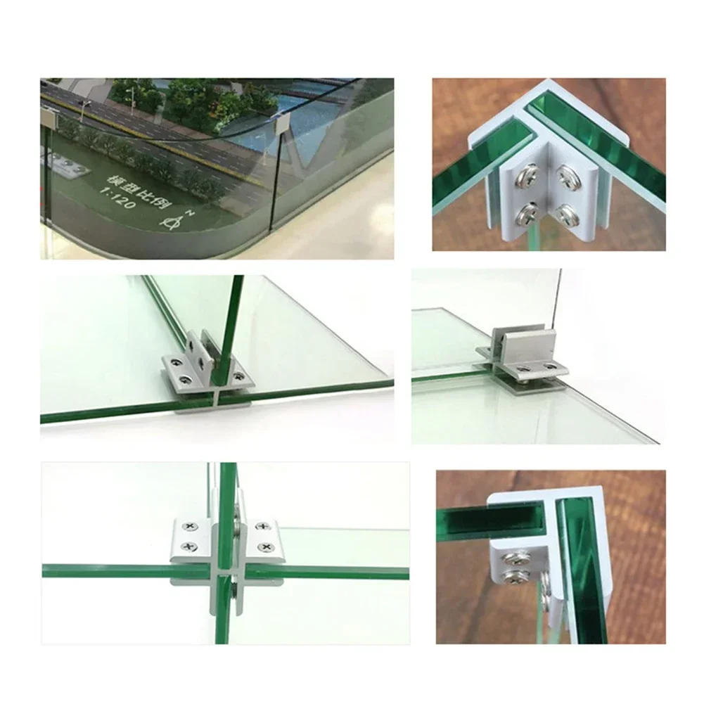 Description Picture 4 of item2PCS  Glass Clamps For Handrails Shelves Holder Corner Bracket Clamp Aluminum  10-12mm Glass Clips 4 Sizes Fixed Fitting