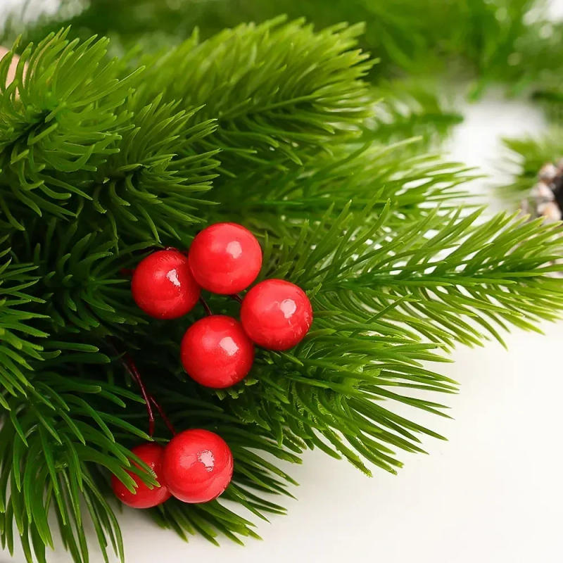 Description Picture 4 of item200/10Pcs Artificial Pine Needles Christmas Green Plant Pine Branch Fake Plants DIY Xmas Tree Garland Ornaments Home Decorations