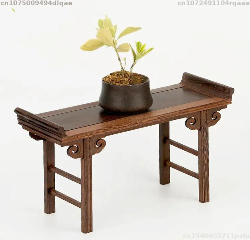 Description Picture 3 of itemMiniature Wooden Sorting Table Coffee Tea Sets Pedestal Figurines Vase Flower Pot Display Stand Bonsai Plant Decorative Shelves