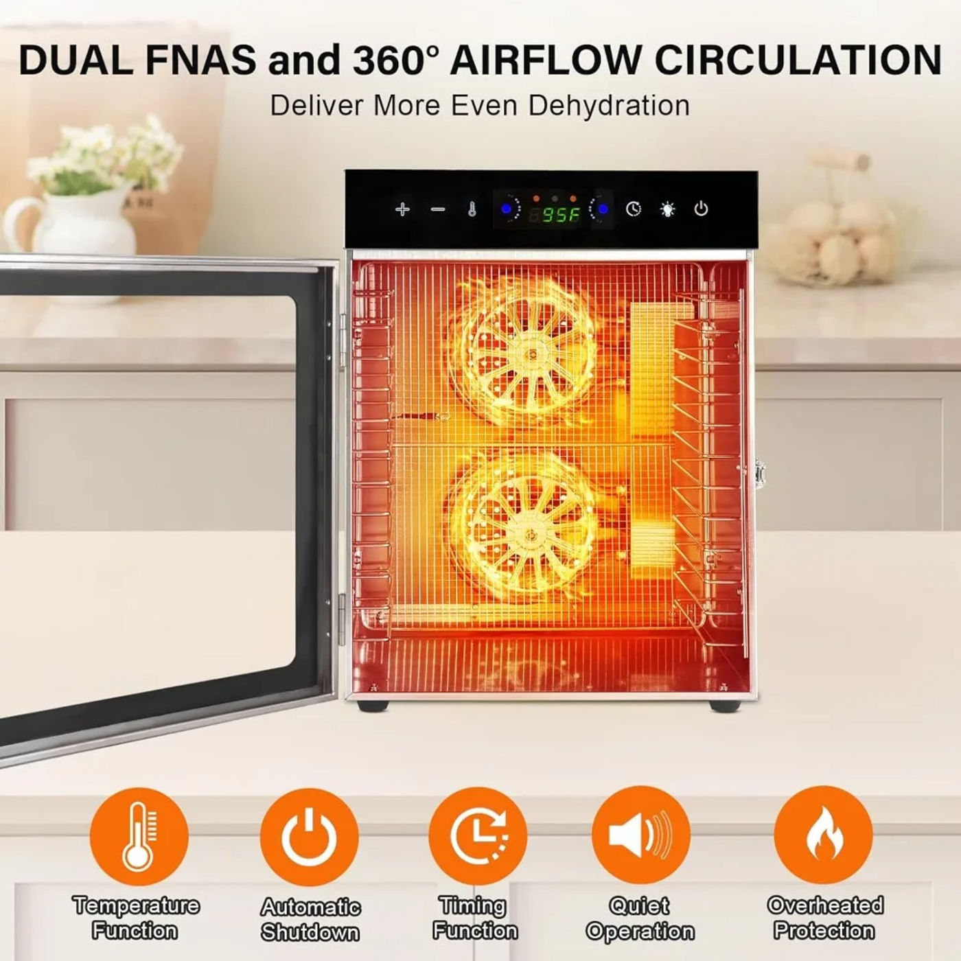 Description Picture 5 of itemFood Dehydrator, 12 Stainless Steel Trays Dehydrators for Food and Jerky, Herbs, Fruit, Dehydrator Machine with Digital Timer