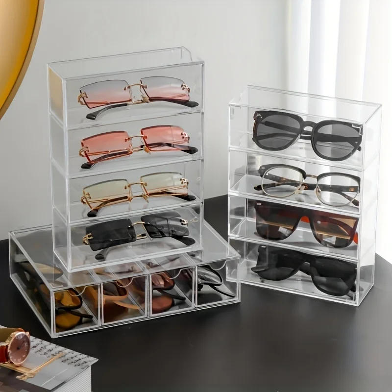 Description Picture 4 of item4-layer Glasses Drawer Storage Box Transparent Acrylic  Glasses Case Display Drawer Case Jewelry Accessories Collect Container